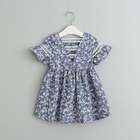 Summer Children'S Clothing Girls' Cotton Printed Floral Dress Girls Lace Dress