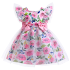 Girls Floral Print Summer Children'S Clothing Bow Dress