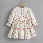 Spring Children'S Clothing Cherry Printed Dress Girls Puff Sleeves Dress