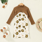 Spring Children'S Clothing Girls Long Sleeve Knitted Top Printed Skirt Two Piece Set