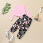 Children'S Outfit Sets Round Neck Letter Printing Top Camouflage Trousers Two Piece