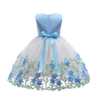 Embroidered Flower Polyester Children'S Dress Clothing With Bow At Waist OEM