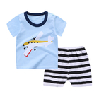 Summer Kids Pajama Set Plain Animal Short Sleeve Tee And Shorts