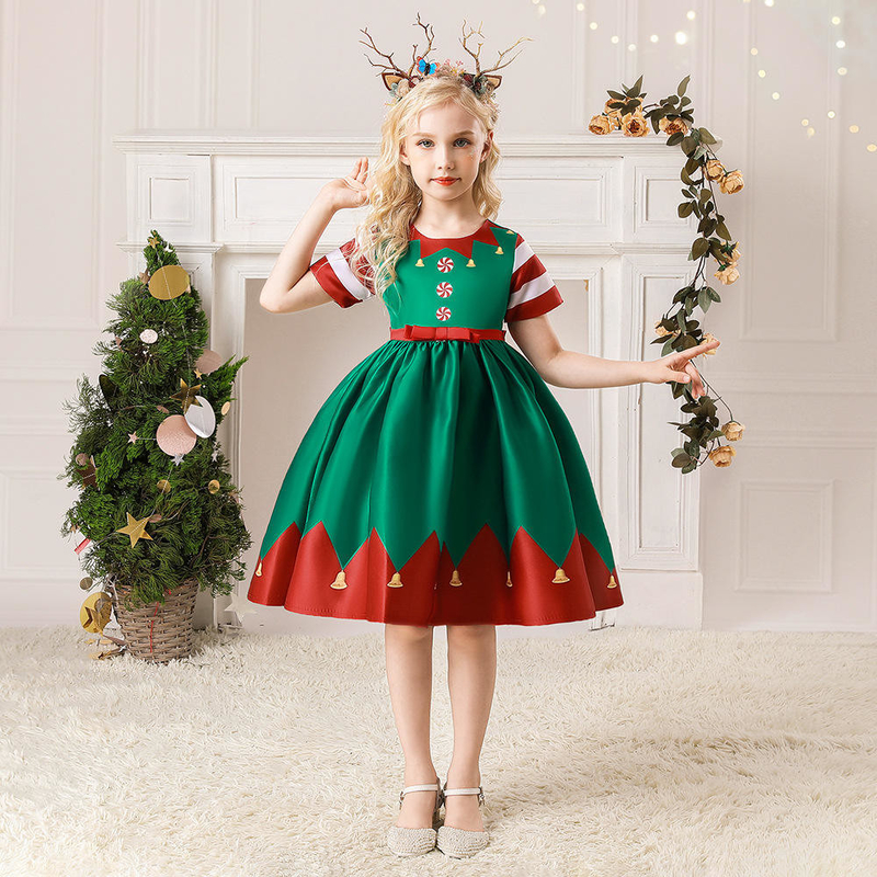Children'S Dress Clothing Girls Fancy Christmas Dress Snowflake Printed Dresses